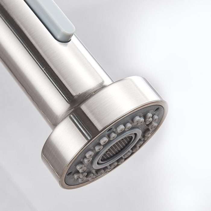 Bateria profesionala pentru bucatarie Heim Chrome, cu 2 functii de curgere, dus extractibil, senzor tactil de pornire/oprire, argintiu nichelat [4]