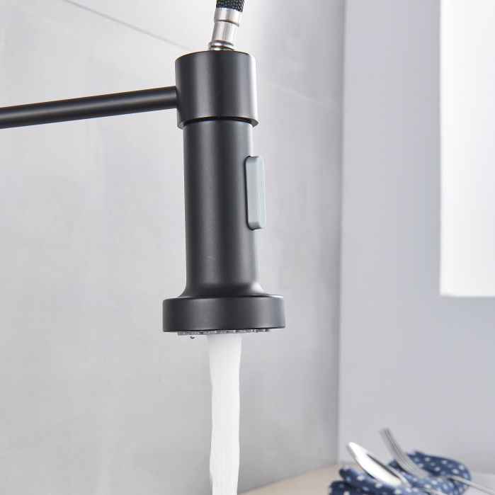 Bateria profesionala pentru bucatarie Heim Matte, cu 2 functii de curgere, dus extractibil, senzor tactil de pornire/oprire, negru mat [4]