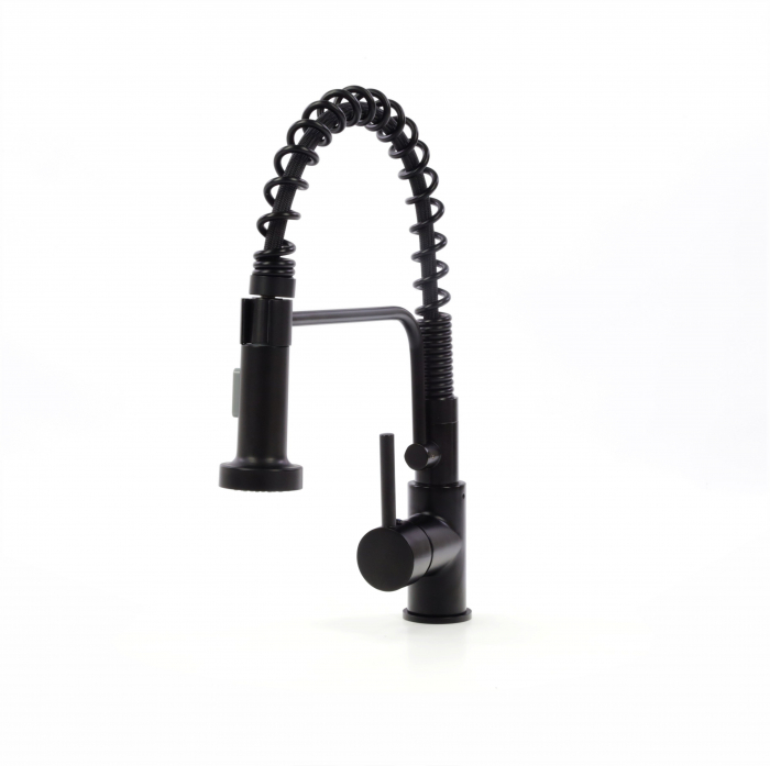 Bateria profesionala pentru bucatarie Heim Matte, cu 2 functii de curgere, dus extractibil, senzor tactil de pornire/oprire, negru mat [10]