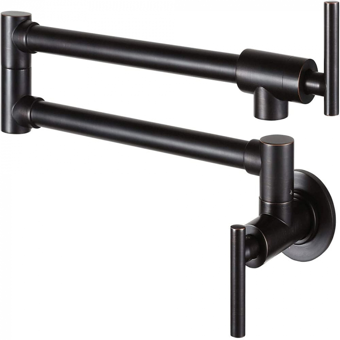 Baterie bucatarie cu brat pliabil pentru aragaz din otel masiv montare pe perete culoare neagra [3]