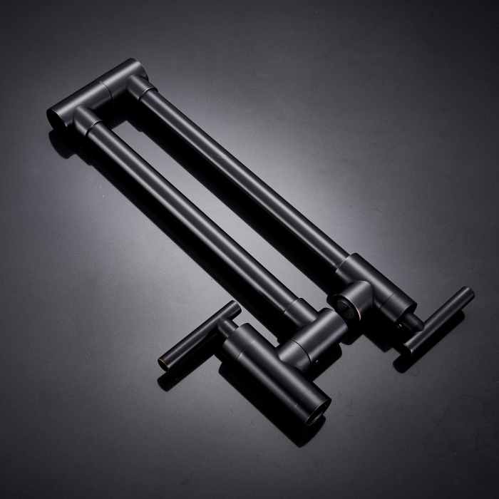 Baterie bucatarie cu brat pliabil pentru aragaz din otel masiv montare pe perete culoare neagra [8]