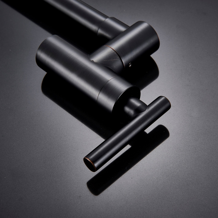 Baterie bucatarie cu brat pliabil pentru aragaz din otel masiv montare pe perete culoare neagra [10]