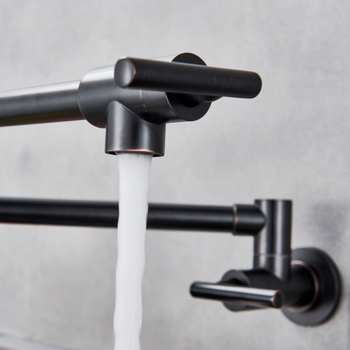 Baterie bucatarie cu brat pliabil pentru aragaz din otel masiv montare pe perete culoare neagra [6]