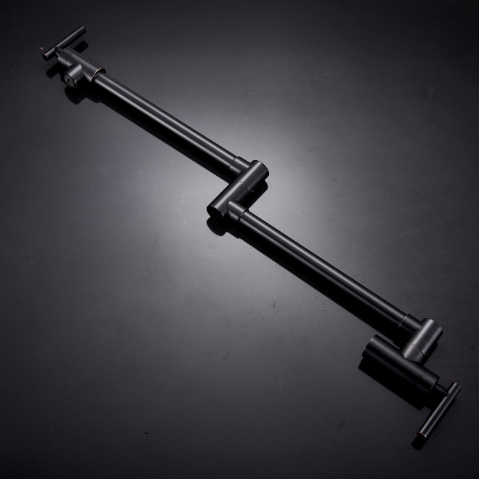 Baterie bucatarie cu brat pliabil pentru aragaz din otel masiv montare pe perete culoare neagra [7]