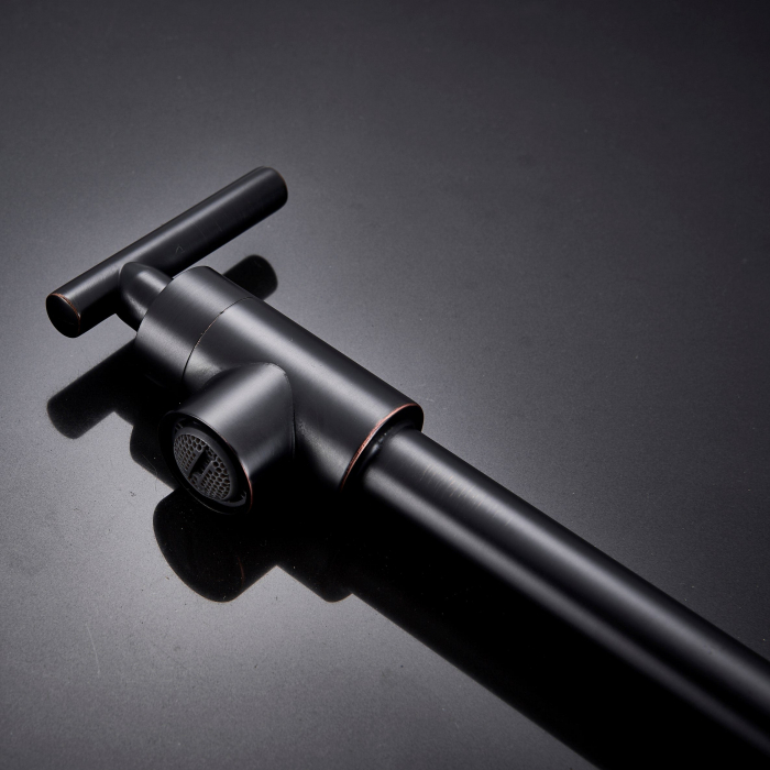 Baterie bucatarie cu brat pliabil pentru aragaz din otel masiv montare pe perete culoare neagra [11]