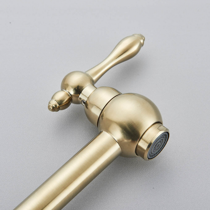 Baterie bucatarie cu prat pliabil si montare in perete deasupra chiuvetei, auriu [7]