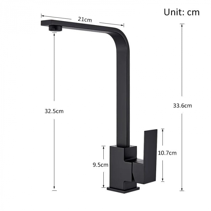 Baterie bucatarie lux  cu cadru patrat si monocomanda, negru mat [9]
