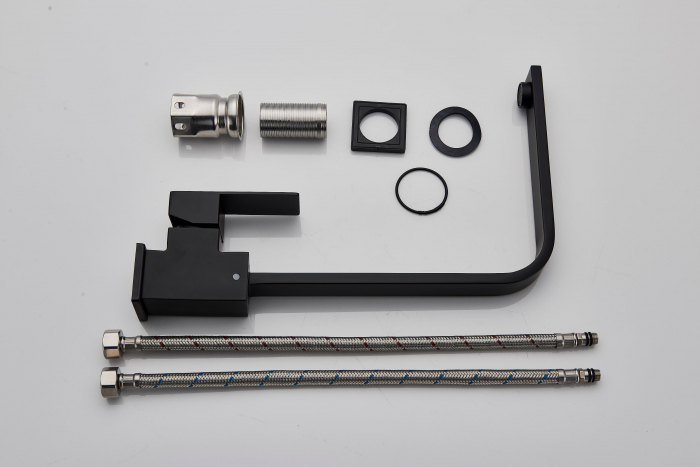 Baterie bucatarie lux  cu cadru patrat si monocomanda, negru mat [8]