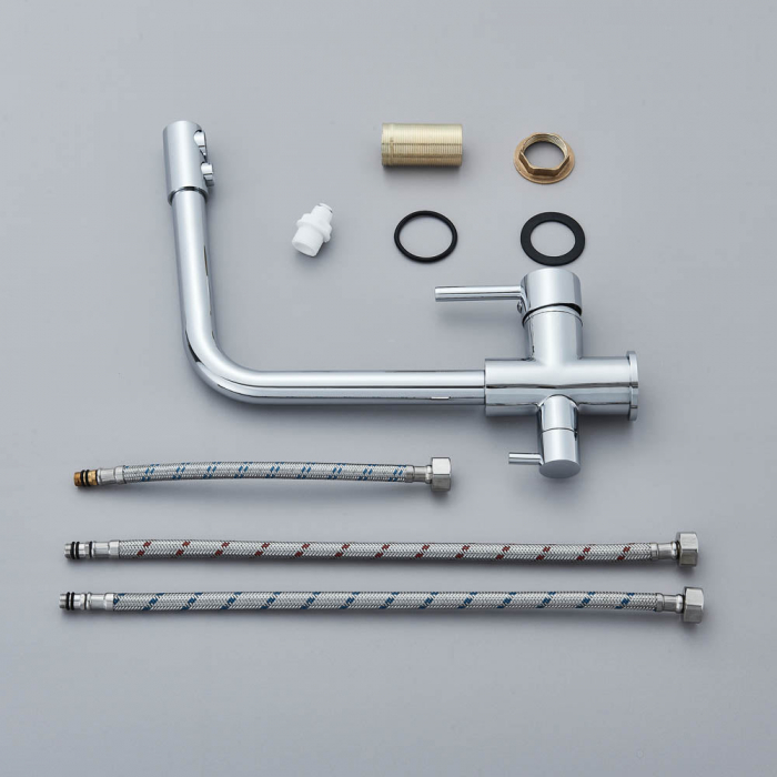 Baterie bucatarie pt. apa filtrata cu 2 cai argintiu cromat [5]