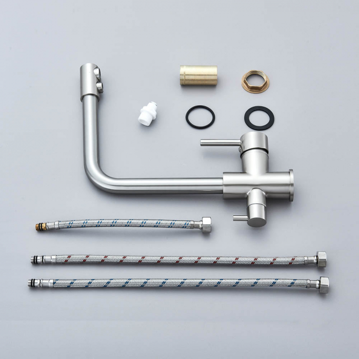 Baterie bucatarie pt. apa filtrata cu 2 cai argintiu semilucios [5]