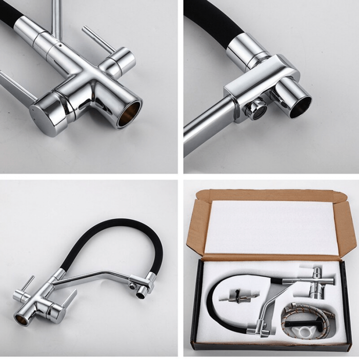 Baterie bucatarie pt. apa filtrata cu 2 cai negru/argintiu [2]