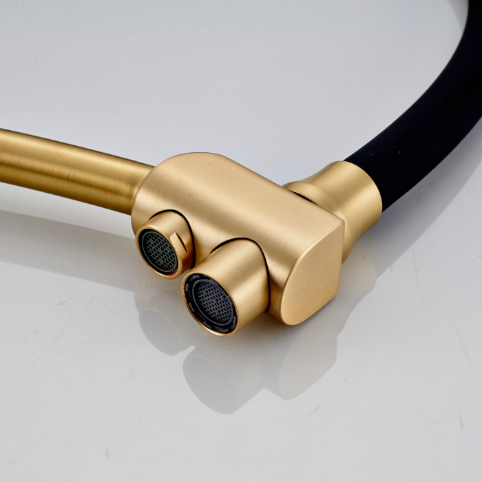 Baterie bucatarie pt. apa filtrata cu 2 cai negru/auriu [7]