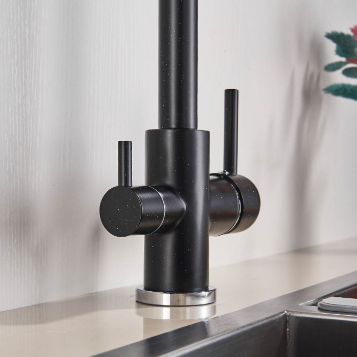 Baterie bucatarie pt. apa filtrata cu 2 cai negru mat [2]