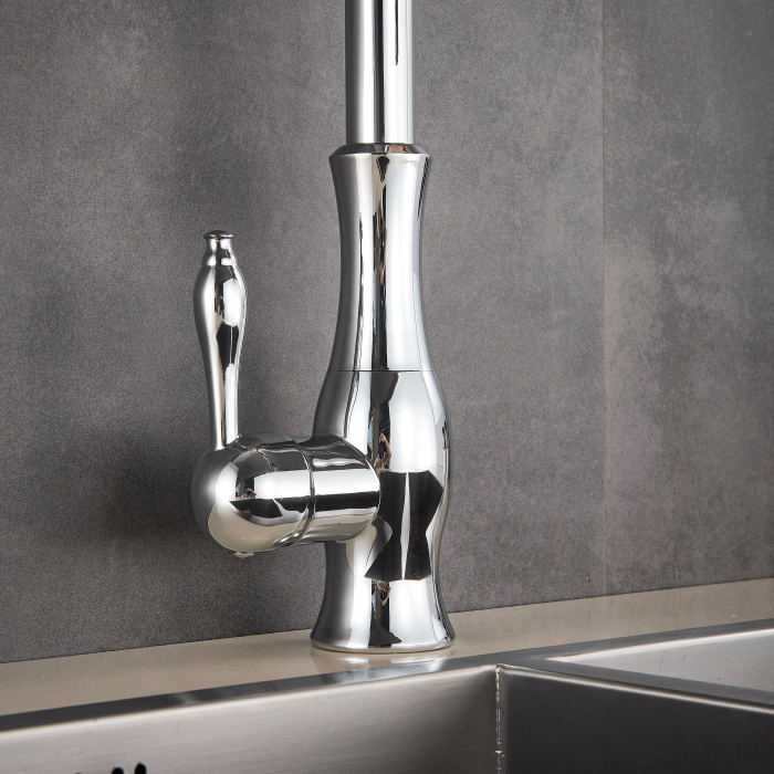 Baterie de bucatarie de lux, cromata, cu furtun extractibil si 2 functii de curgere a apei [7]