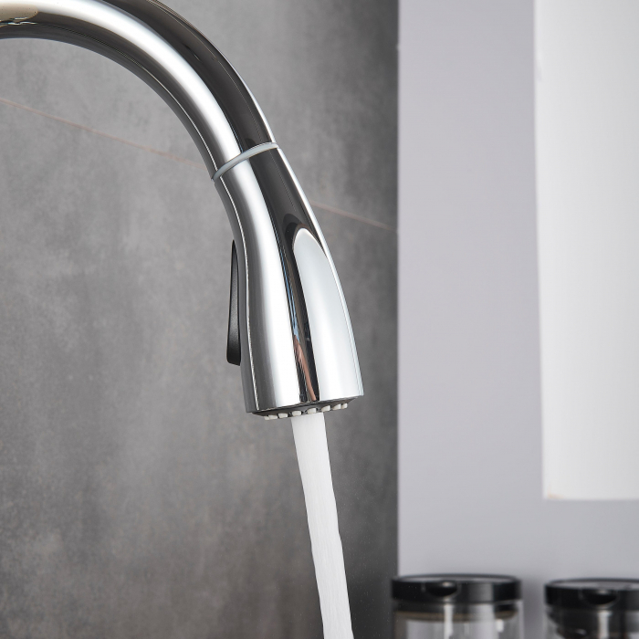 Baterie de bucatarie de lux, cromata, cu furtun extractibil si 2 functii de curgere a apei [10]