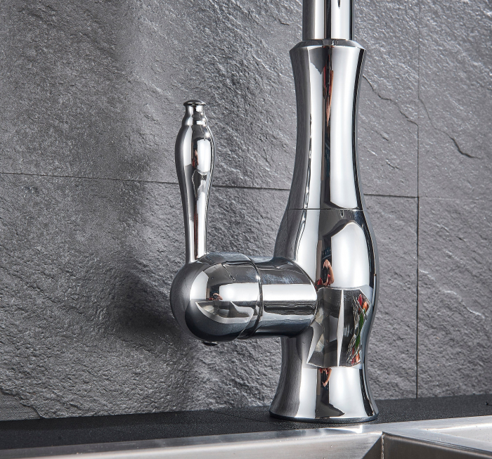 Baterie de bucatarie de lux, cromata, cu furtun extractibil si 2 functii de curgere a apei [6]