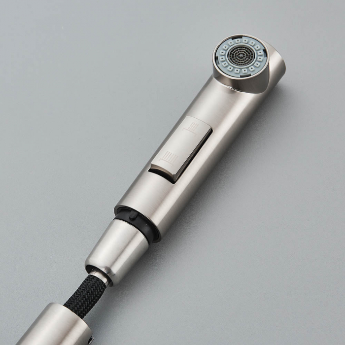 Baterie de bucatarie de lux, cu dus extractibil, argintiu [6]