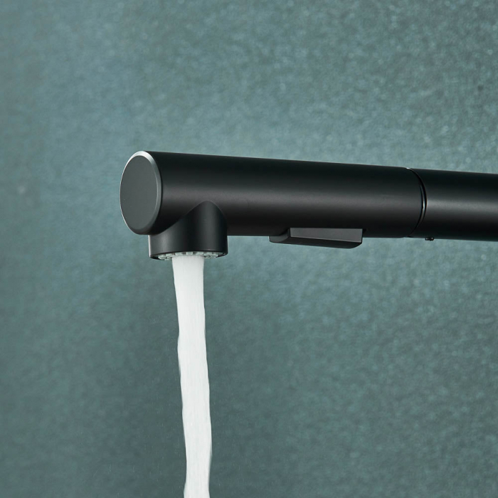 Baterie de bucatarie de lux, cu dus extractibil, negru mat [6]