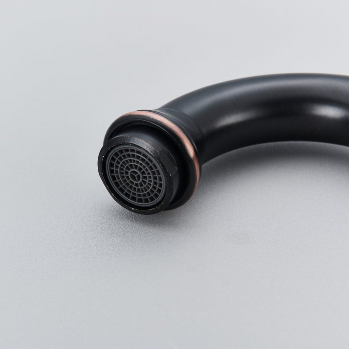 Baterie lux bucatarie retro, inalta, cu montare pe chiuveta sau blat, negru cu bronz pe margine [4]