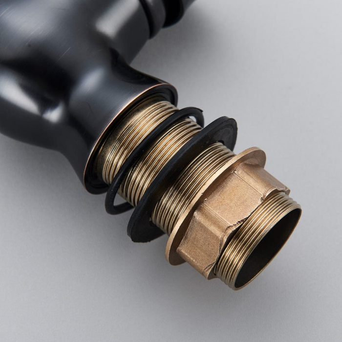 Baterie lux bucatarie retro, inalta, cu montare pe chiuveta sau blat, negru cu bronz pe margine [5]