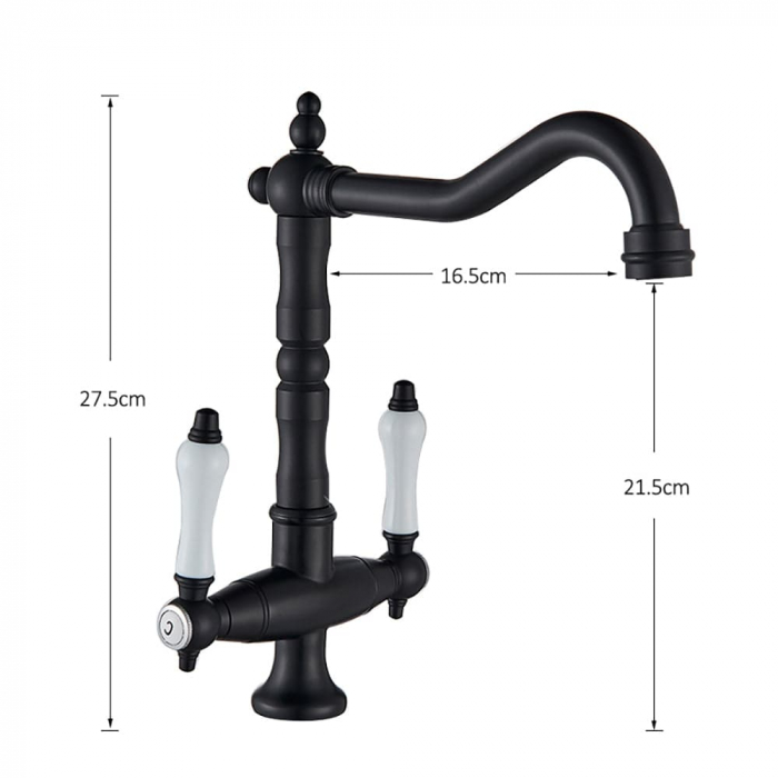 Baterie lux lavoar/bucatarie retro, inalta, cu montare pe chiuveta sau blat, negru mat [8]