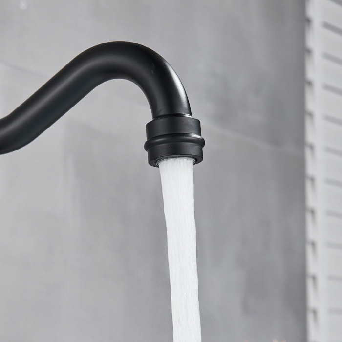 Baterie lux lavoar/bucatarie retro, inalta, cu montare pe chiuveta sau blat, negru mat [6]