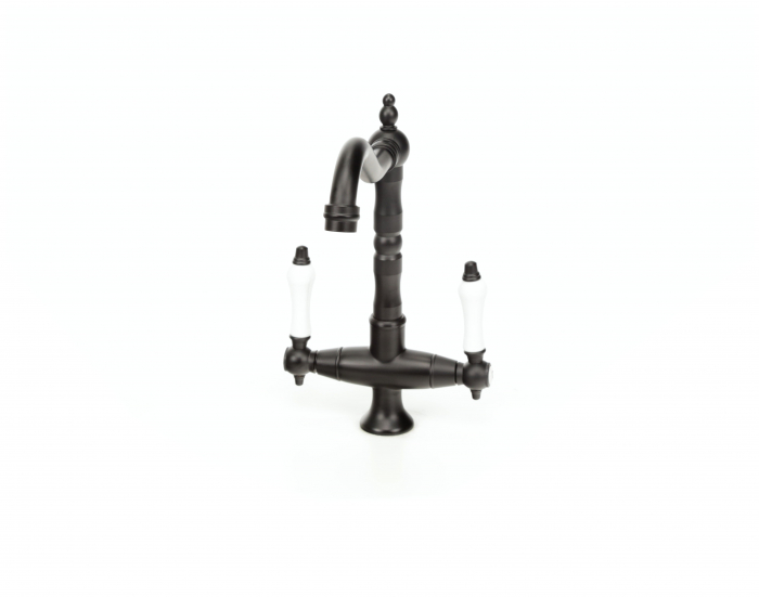 Baterie lux lavoar/bucatarie retro, inalta, cu montare pe chiuveta sau blat, negru mat [10]