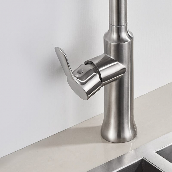 Baterie profesionala pentru bucatarie Herlich Chrome, cu 2 functii de curgere, dus extractibil, senzor tactil de pornire/oprire, argintiu nichelat [5]