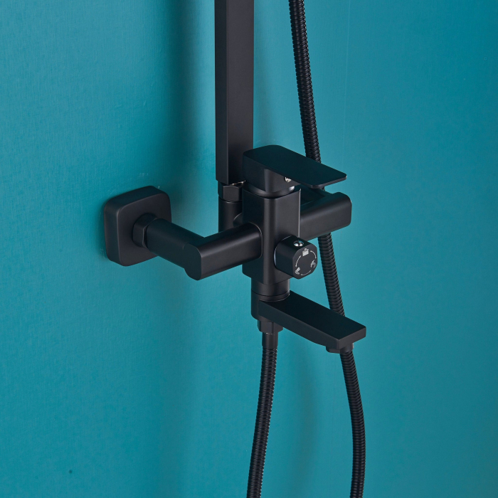 Coloana dus cu 3 functii de curgere para patrata + sifon culoare neagra [5]