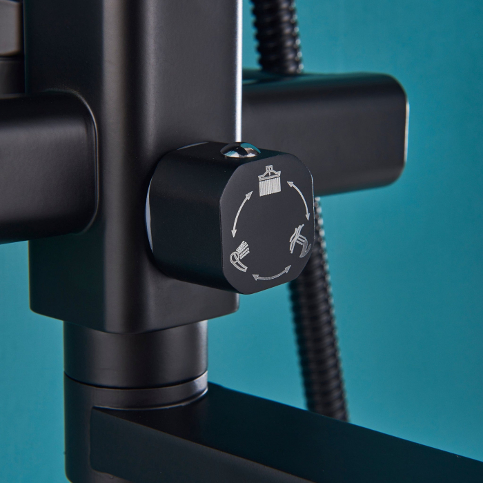 Coloana dus cu 3 functii de curgere para patrata + sifon culoare neagra [3]