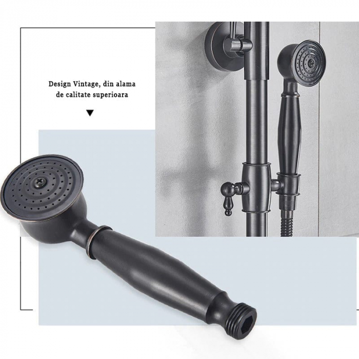 Coloana dus cu 3 functii de curgere para rotunda ajustabila culoare negru mat [5]