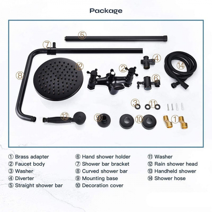 Coloana dus cu 3 functii de curgere para rotunda ajustabila culoare negru mat [10]