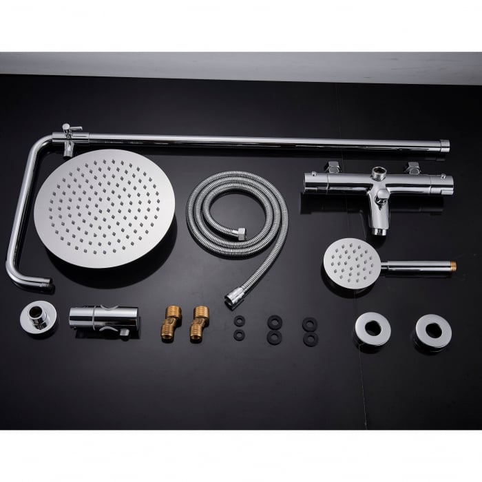 Coloana dus cu 3 functii de curgere si termostat para rotunda culoare argintiu cromat [7]