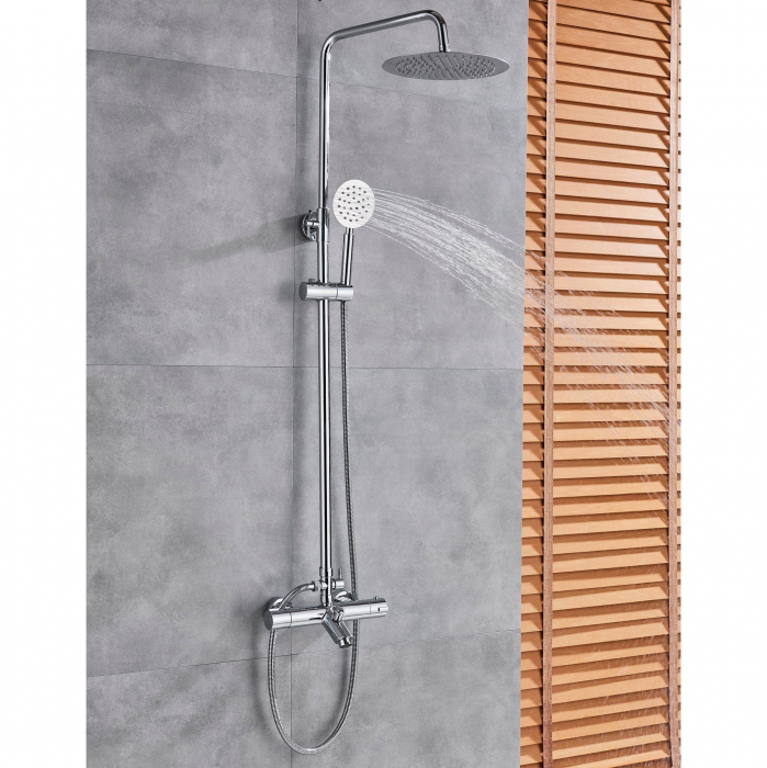 Coloana dus cu 3 functii de curgere si termostat para rotunda culoare argintiu cromat [5]