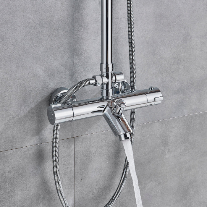 Coloana dus cu 3 functii de curgere si termostat para rotunda culoare argintiu cromat [4]