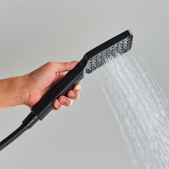 Coloana dus cu 6 functii de curgere para patrata, termostat si afisaj temperatura, culoare negru mat [7]