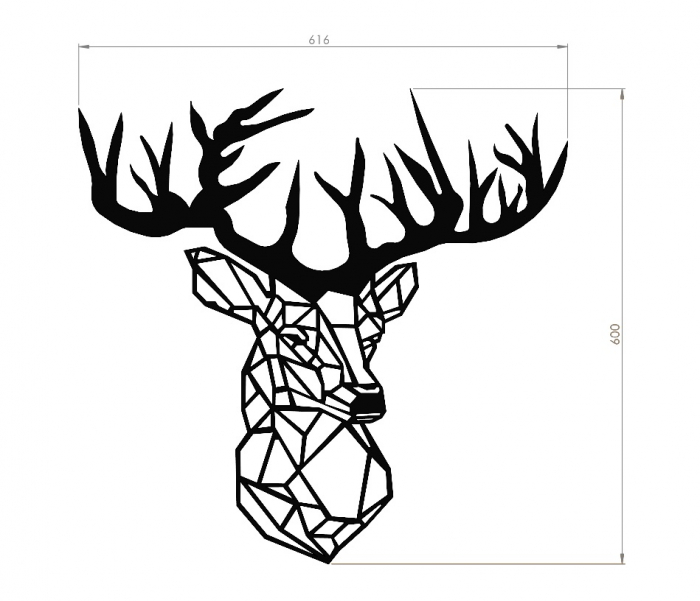 Decor metalic Cerb 60 x 62, negru [6]