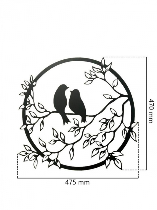 Decor metalic Oiseaux 47 x 47 cm. negru [4]