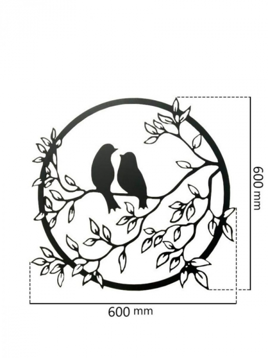 Decor metalic Oiseaux 60 x 60 cm. negru [2]