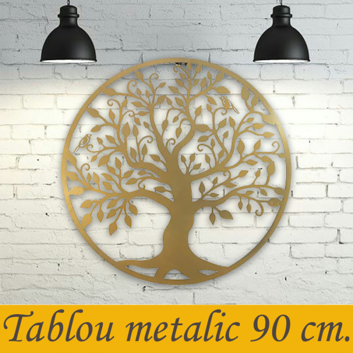 Decor perete Copacul vietii 90 x 90 cm. auriu [4]