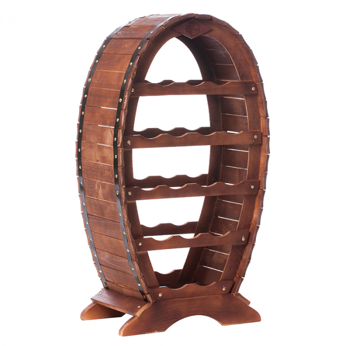 Raft decorativ 16 sticle vin lemn maro marca Rustic [2]