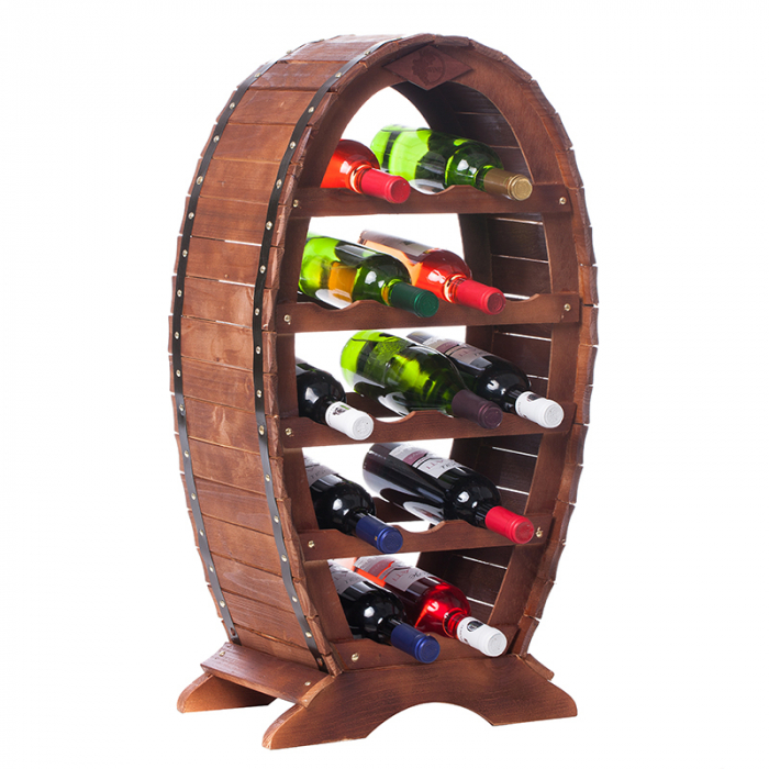 Raft decorativ 16 sticle vin lemn maro marca Rustic [1]