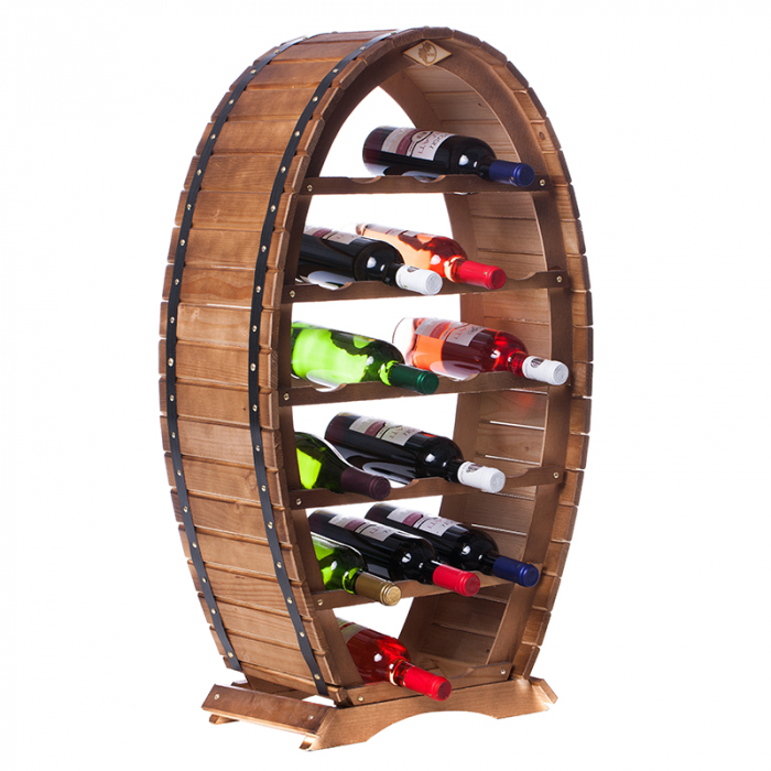 Raft decorativ 20 sticle de vin din lemn maro marca Rustic [1]