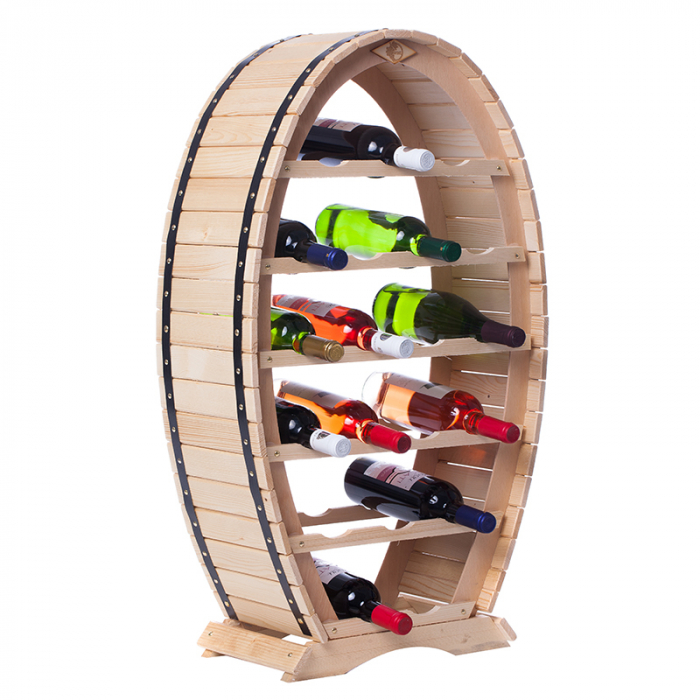 Raft decorativ 20 sticle de vin lemn natur marca Rustic [1]