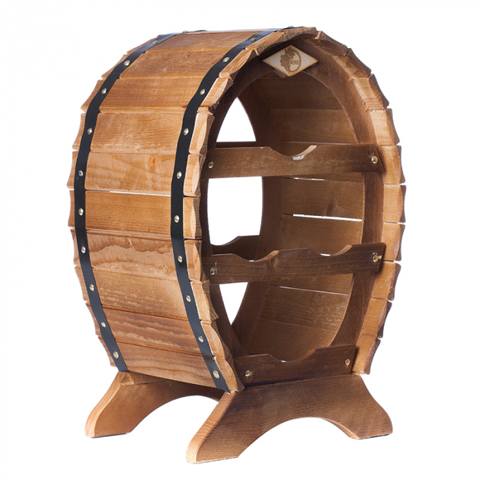 Raft decorativ 4 sticle de vin lemn maro marca Rustic [2]