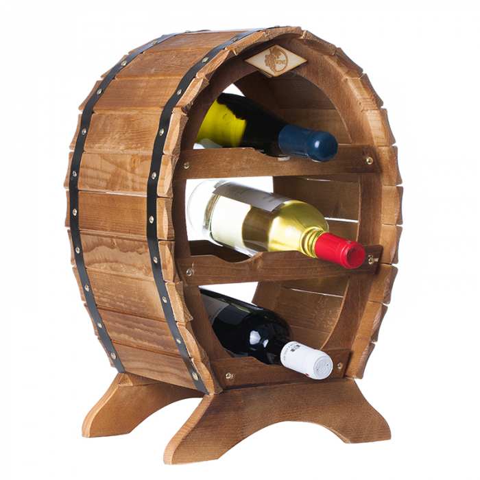 Raft decorativ 4 sticle de vin lemn maro marca Rustic [1]