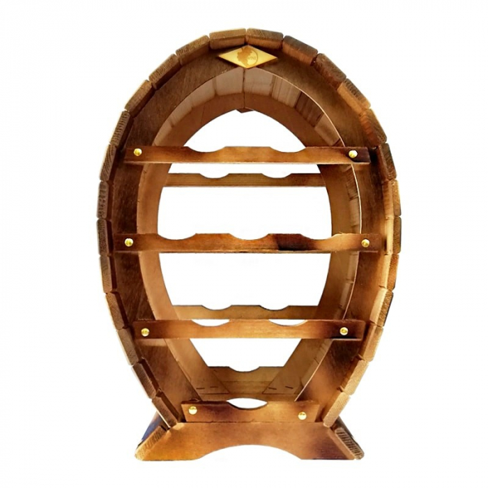 Raft decorativ 8 sticle vin lemn maro marca Rustic [2]