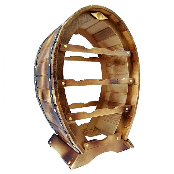 Raft decorativ 8 sticle vin lemn maro marca Rustic [1]