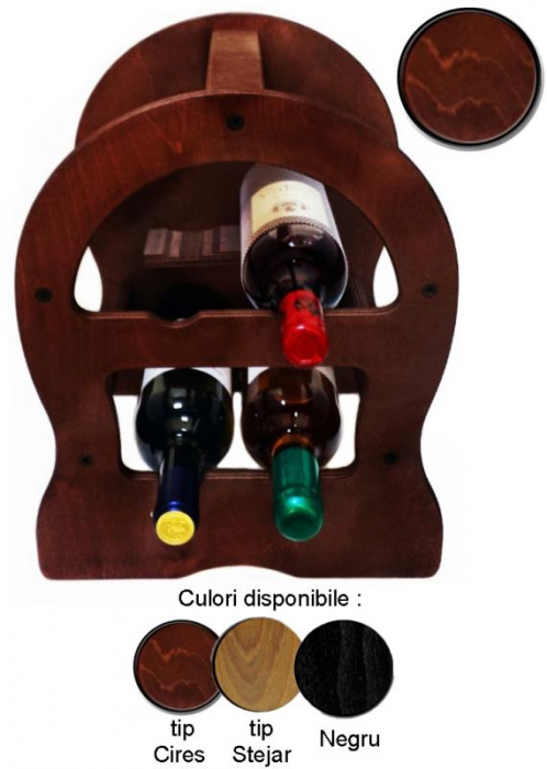 Raft decorativ din lemn 4 sticle de vin marca Atelier [2]