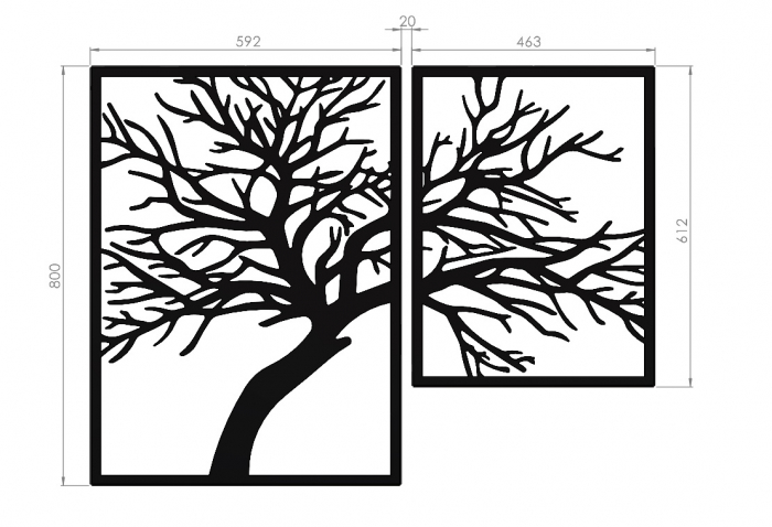 Set decor perete Arbres II 106 x 80 cm. negru [5]